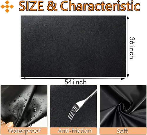 Miniatura 2 de CDY Hojas de cuero sintético de vinilo marino: tela sintética suave e impermeable, piel sintética, 54 x 36 pulgadas, muy adecuadas para hacer Negro