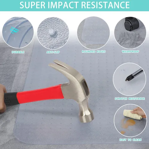 Miniatura 6 de Super Deal Tapete mejorado para silla de oficina de 46 x 60 pulgadas para suelo de alfombra, protector de suelo alfombrado antideslizante debajo