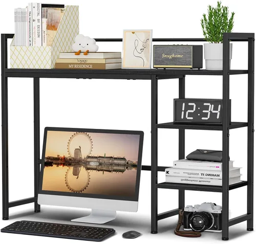 Snughome Estante de Escritorio, Gabinete de Escritorio de 38.6" para Monitor de Computadora, Estante Organizador de Escritorio, Estante de Negro