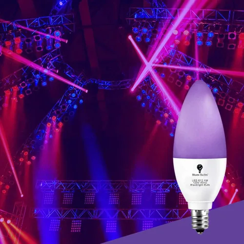 Miniatura 6 de Paquete de 2 bombillas LED negras, 6 W, E12, nivel de bombilla de luz negra, 385-400 nm, pintura corporal, que brilla en la oscuridad, bombilla LED