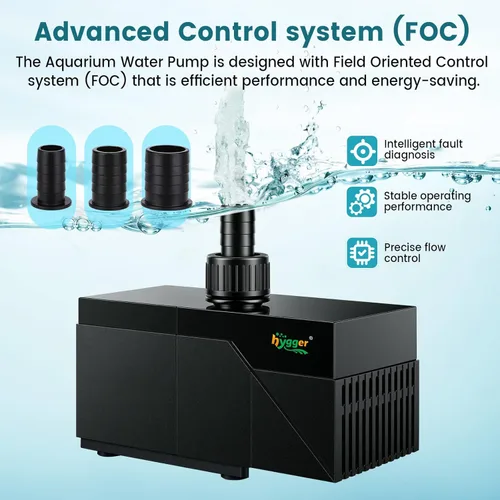Miniatura 3 de hygger Bomba de acuario CC de 800 GPH con controlador, bomba de agua sumergible ultra silenciosa de 24 V, bomba de retorno de elevación de 12.5 pies