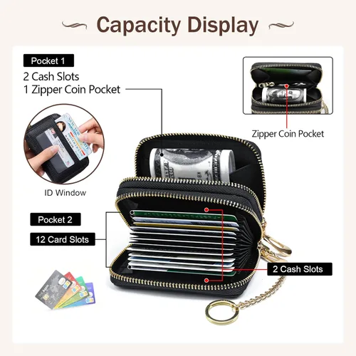 Miniatura 6 de imeetu - Tarjetero RFID, Estuche para Tarjetas de Negocios de Cuero Genuino, Cartera con Bloqueo RFID para Mujeres y Hombres