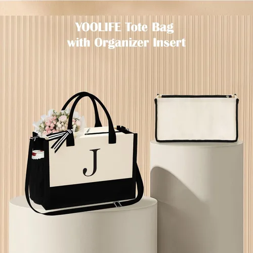 Miniatura 7 de YOOLIFE Regalos de Navidad personalizados para mujeres, bolsa de lona con monograma con organizador de cremallera, inserto, regalos de cumpleaños