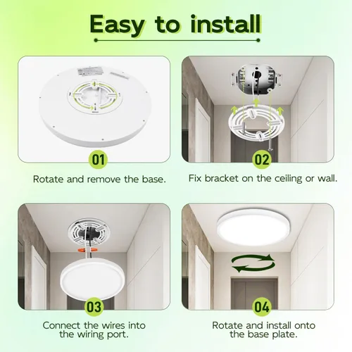 Miniatura 7 de hykolity – Luz LED redonda plana de 9 pulgadas con temperatura de color seleccionable (CCT), 18W, 1800 lúmenes, 3000K/4000K/5000K, luz de techo