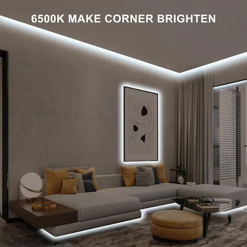 Miniatura 2 de Tira de luz LED COB de 16.4 pies con control remoto, 6500K Ra93+ regulable luz diurna brillante blanca tira de luz LED COB tira de luz blanca