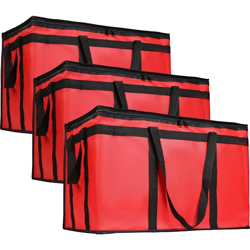 Miniatura 44 de Paquete de 1 bolsa aislada para entrega de alimentos con parte inferior dura, calentadores de alimentos comerciales XXXL para conductores de Negro