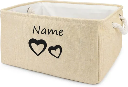 Cesta de almacenamiento de juguetes para perros, plegable, personalizable con diseño de nombre de mascota, organizador para juguetes de perros,