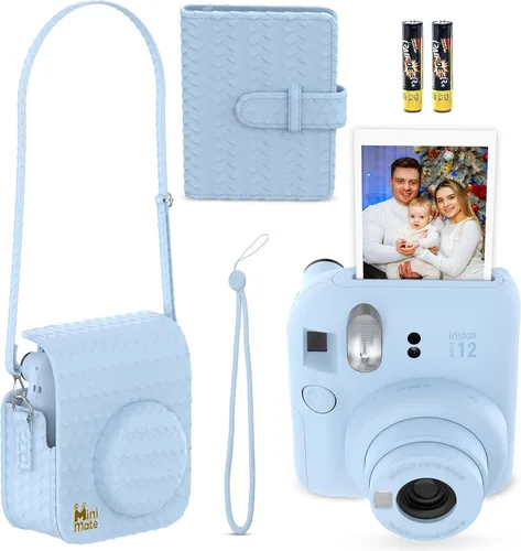 Miniatura 2 de Fujifilm Cámara Instantánea Instax Mini 12 Azul Pastel + Funda Diseñada a Medida Minimate + Película Fuji Instax 10 Hojas y Álbum