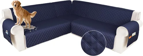 Miniatura 13 de HDCAXKJ Funda impermeable para sofá modular en forma de L, fundas seccionales de esquina lavables, a prueba de mascotas, protector de muebles