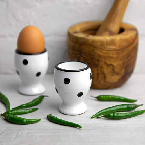 Miniatura 4 de City to Cottage Juego de 2 portavasos de cerámica para huevos, tazas suaves para huevos hervidos, soportes para huevos duros, taza para servir