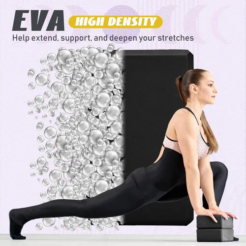 Miniatura 4 de Wettarn Paquete de 6 bloques de yoga de 9 x 6 x 4 pulgadas, espuma EVA, ligeros, antideslizantes, accesorios de yoga para pilates, estiramiento