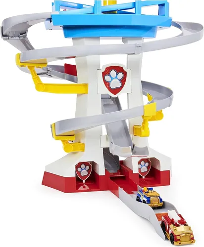 Miniatura 2 de Paw Patrol Adventure Bay Lookout Tower Playset con 2 vehículos de metal fundido a escala 1:55 (Chase y Marshall): Twin Track Rescue Way, set de 25