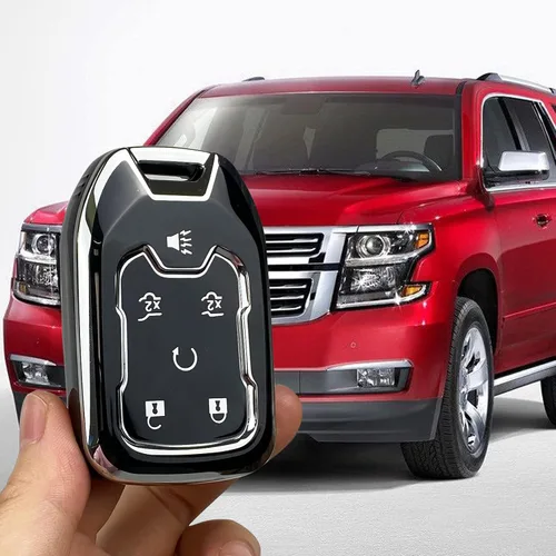 Miniatura 4 de Funda para Llavero Compatible con Chevy Silverado Suburban Tahoe GMC Yukon/Yukon XL Terrain Acadia Carcasa Protectora de Llavero Accesorios (Negro)