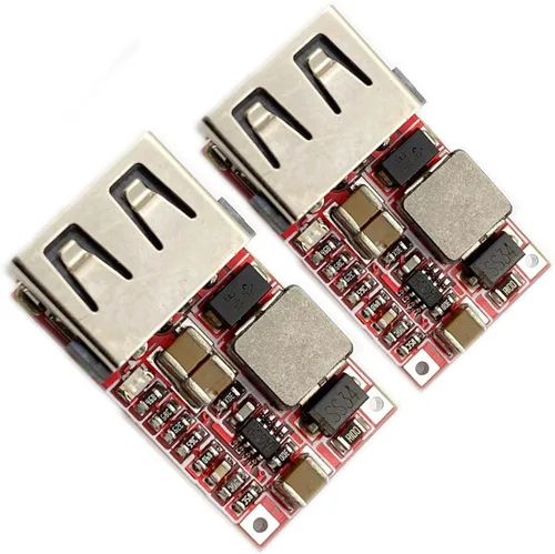 Miniatura 2 de Kiro&Seeu 2 unids DC-DC Buck reductor convertidor USB Power Voltaje Regulador Junta 6-24V Entrada a 5V 2A USB Cargador de Coche Módulo C-DMD-2P