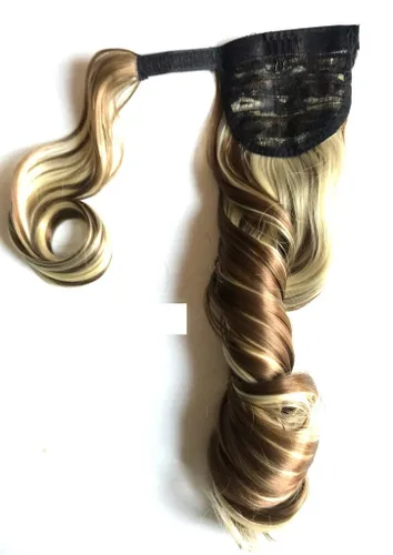 Miniatura 6 de SHOWTIME Extensiones de cola de caballo onduladas con clip de garra de 14 pulgadas, color rubio platino claro decolorado #613, fibra resistente al