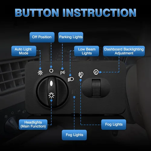 Miniatura 5 de Interruptor de faros compatible con Ford F250 F350 F450 F550 Super Duty 2002 2003 2004, diseño de 9+4 pines para camiones con faro delantero
