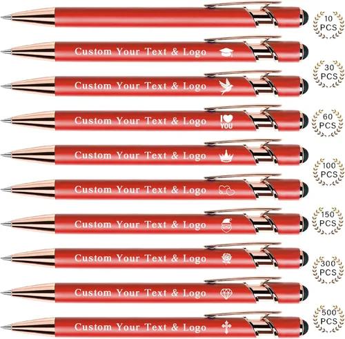 Miniatura 22 de Bolígrafos personalizados a granel, bolígrafos personalizados con nombre/logotipo en ambos lados, regalo de tinta negra, bolígrafo grabado con lápiz