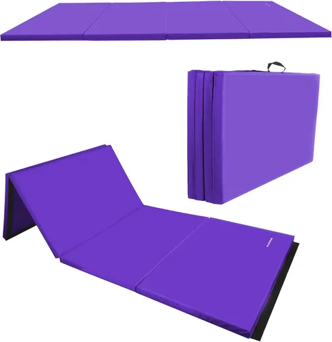 Miniatura 10 de BalanceFrom 6x4 Feet 4-Panel Folding Gymnastics Mat – 2-Inch Thick Pad with Vinyl Surface and Carrying Handles for Tumbling, Yoga, Pilates, Home