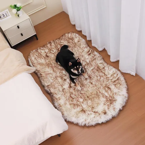 Cama ortopédica de piel sintética de 63 pulgadas para perros grandes y medianos, con piel sintética esponjosa y espuma viscoelástica suave para