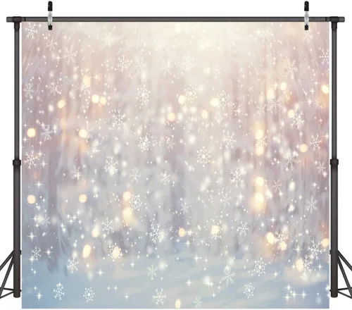 Miniatura 10 de Lofaris - Fondo de Navidad de Copo de Nieve Blanco Maravilloso de Invierno, Brillo de Navidad, Bokeh, Nieve, Decoraciones de Fiesta Familiar