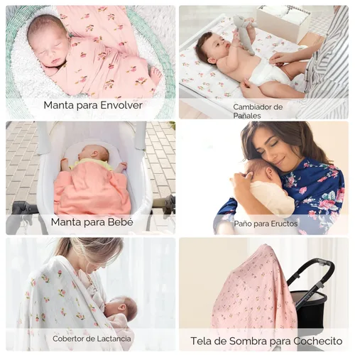 Miniatura 6 de Momcozy Mantas de muselina para bebé, suaves y sedosas de 47 x 47 pulgadas, mantas transpirables para envolver al recién nacido, para niños y niñas
