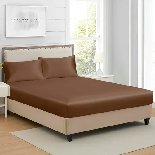 Miniatura 22 de Sábana bajera ajustable de satén de seda tamaño King, sábanas de cama individuales de bolsillo profundo que se venden por separado, sin arrugas, que