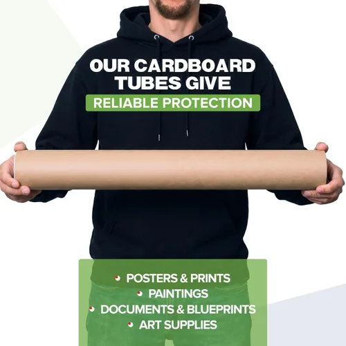 Miniatura 7 de Tubos de correo de papel kraft reforzado de 3 x 24 pulgadas, paquete de 8 tubos con 2 tapas cada uno, tubo de cartón fabricado en Estados Unidos