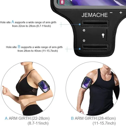 Miniatura 5 de Brazalete para Galaxy Note 20, 20 Ultra, resistente al agua, para entrenamiento de gimnasio y correr, para Samsung Galaxy Note 20/20 Ultra con Negro