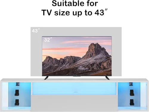 Miniatura 5 de soges Soporte de TV flotante con luces LED, estante de televisión para TV de 43 pulgadas, consola multimedia montada en la pared con ganchos