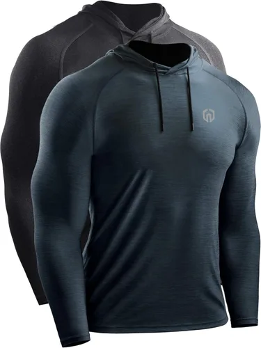 Miniatura 14 de NELEUS Camisa deportiva Dry Fit para hombre, para entrenamiento, correr, manga larga, con capucha