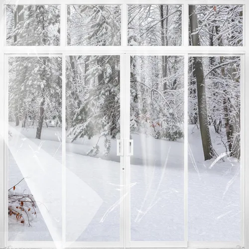 Miniatura 11 de Kit de aislamiento de ventana de 62×236 pulgadas para invierno - Endurecer plástico para 5 ventanas interiores para invierno, película retráctil