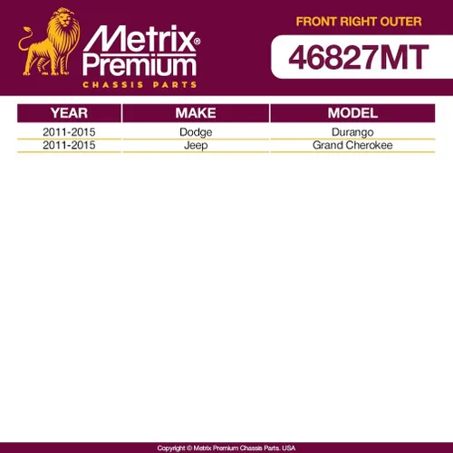 Miniatura 3 de Metrix - Barra de acoplamiento exterior derecha ES800972 para Dodge Durango 2011-2015, Jeep Grand Cherokee 2011-2015
