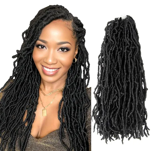 Miniatura 50 de Niseyo Rastas de pelo sintético de ganchillo de 24 pulgadas, 6 paquetes de extensiones de cabello sintético lacio de ganchillo largo