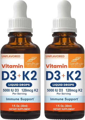 Miniatura 16 de Sandhu's Vitamina D3 K2 Magnesio 10000 IU, 120mcg K2 Cápsulas 60 unidades (paquete de 1) con VIT B6, zinc y quercetina D3K2 apoya la absorción