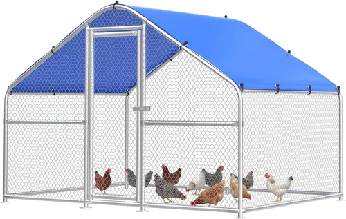 Sino Luban Gallinero grande de metal para 10 pollos/patos, corridos de pollo para patio con cubierta impermeable, recinto de pollo al aire libre,