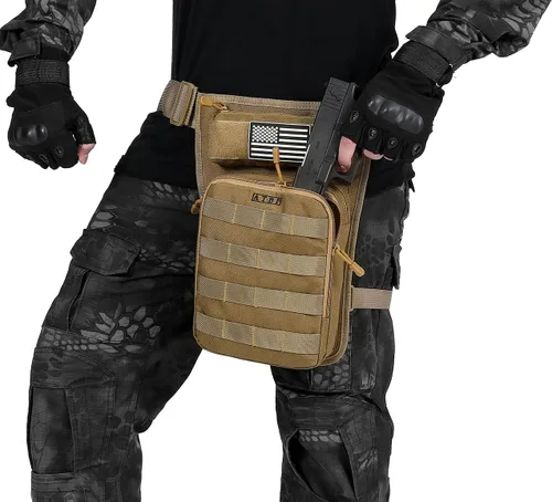 Miniatura 6 de Bolsa táctica de motocicleta para muslo, pierna caída, con funda para pistola de fuego para armas de fuego, para hombres, caza, campo de tiro, 3