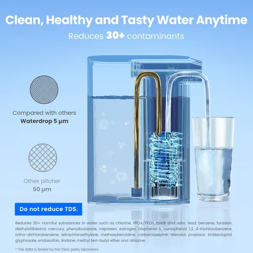 Miniatura 6 de Waterdrop - Jarra con filtro de agua alcalina eléctrica, dispensador recargable, purificador de 200 galones al instante, 15 tazas para encimera