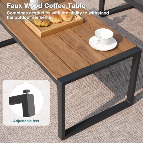 Miniatura 5 de Juego de muebles de patio COMLAX FIELD, 4 piezas de muebles de exterior con juego de mesa de café, juegos de conversación de patio de metal