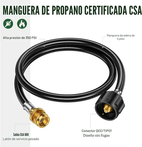 Miniatura 5 de Manguera Adaptadora de Propano de 4 Pies de 1lb a 20lb, Adaptador de Propano de 20lb a 1lb Convertidor, Manguera Adaptadora de Tanque de Propano