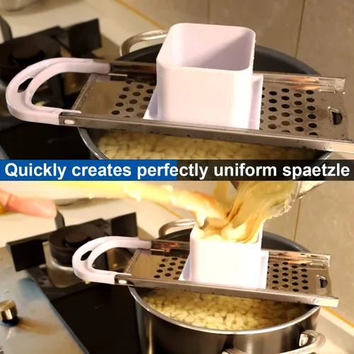 Miniatura 2 de Spaetzle Maker de acero inoxidable Spaetzle Fideos Dumpling Maker con empujador de seguridad