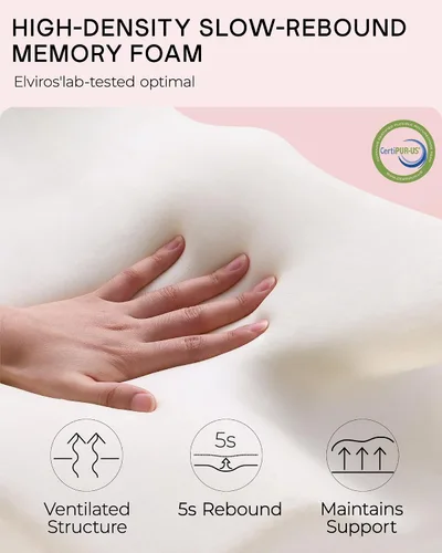Miniatura 6 de Almohadas cervicales de espuma viscoelástica Elviros para el dolor de cuello y hombros, almohada para el cuello para dormir, almohadas para dormir