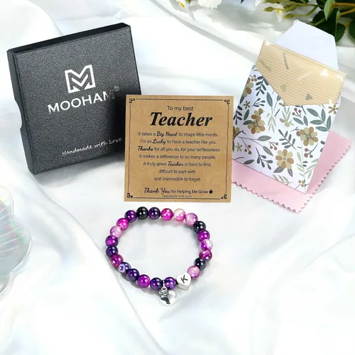 Miniatura 7 de M MOOHAM Regalos para profesores para mujeres, regalos de agradecimiento para profesores, pulseras de piedra natural para profesores, pulseras
