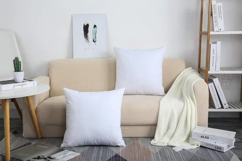 Miniatura 6 de TangDepot - Fundas de almohada decorativas hechas a mano 100% lona de algodón sólida, (22 x 22 pulgadas, blanco)