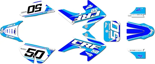 Miniatura 14 de Kit de gráficos para Honda CRF 50 (2004-2012) Evolution Series Negro 09 Mil - Kit de calcomanías gráficas de carreras personalizadas para dirt bike