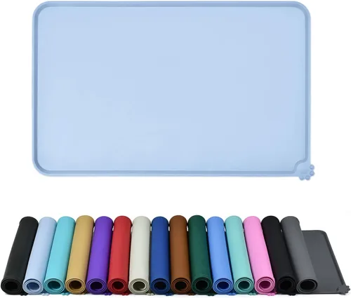 Miniatura 15 de Reopet Tapete de silicona para cuenco de perro y gato, antiadherente, para alimentos, impermeable, varios colores, tamaños y propósitos Gris