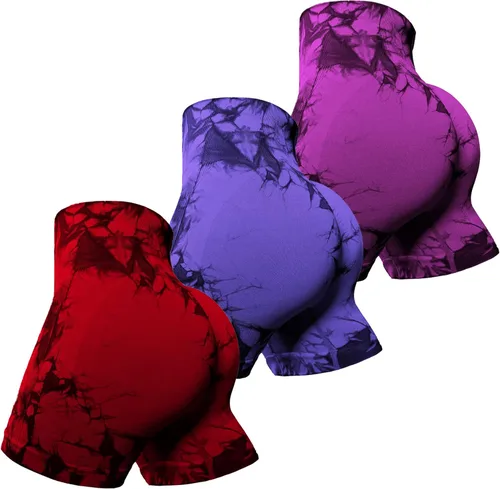 OVESPORT Pantalones cortos de entrenamiento para mujer, con levantamiento de glúteos, cintura alta, para yoga, gimnasio, sin costuras, pantalones