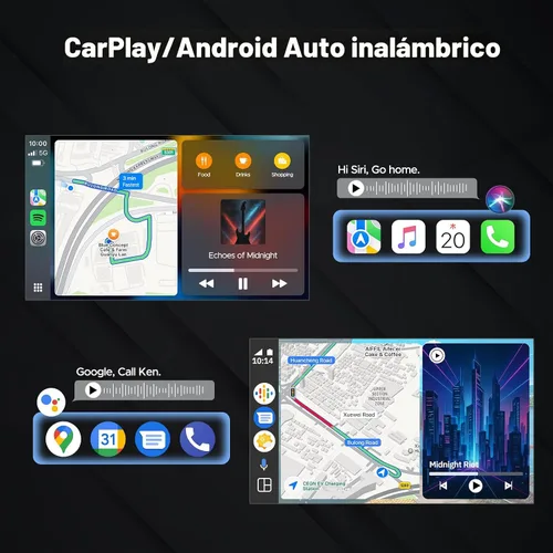 Miniatura 3 de Volam Pantalla Carplay de 9 pulgadas con Net-Flix YouTube y cámara de respaldo AHD Pantalla Android Auto inalámbrica mejorada Caja de video portátil