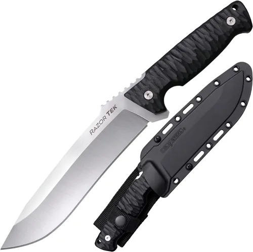 Cuchillo de hoja fija Cold Steel Razor Tek de 16.5 cm, acero inoxidable 4116, curvado, para EDC, uso al aire libre, camping y caza, cuchillo
