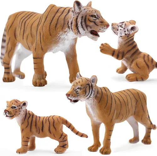 Miniatura 7 de Gemini&Genius Juego de figuras familiares de Tigres, juego de animales, modelos educativos de vida silvestre, adornos para pasteles y regalo