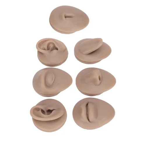 Miniatura 6 de Modelo de perforación corporal, 6 piezas de simulación de silicona para perforación de parte del cuerpo, kit de práctica de piercing, oreja, nariz